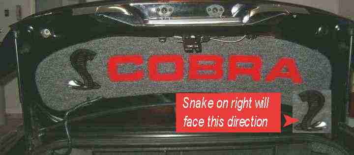 Click on Picture to Enlarge. 1994-1998 Ford Mustang Cobra. Plexi Mirror Cobra letters with SNAKE logo on either side of letters