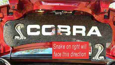 Click on Picture to Enlarge. 1999-2004 Ford Mustang Cobra. Plexi Mirror Cobra letters with SNAKE logo on either side of letters