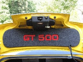 Click on Picture to Enlarge.  2007 to 2009 Ford Shelby Mustang. Plexi Painted to match car color GT500 trunk lid mat.